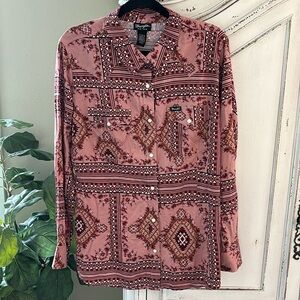 Pink Geometric Print Women's Top